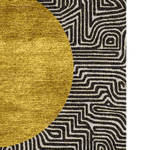 Three Golden Suns Maze Hand Tufted Wool Rug