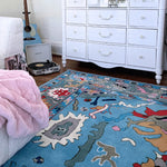 Traditional Floral Hand Tufted Wool Rug - Blue