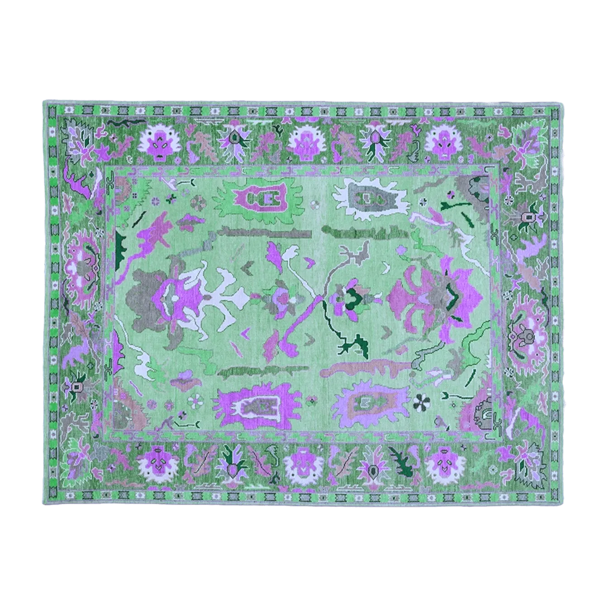 Traditional Floral Hand Tufted Wool Rug - Green