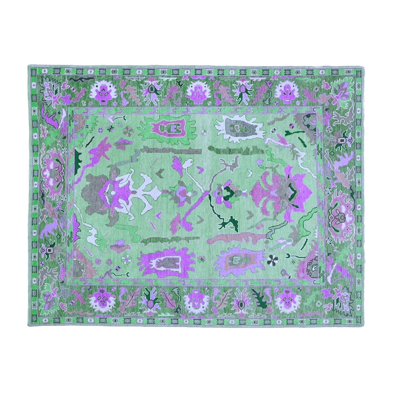 Traditional Floral Hand Tufted Wool Rug - Green