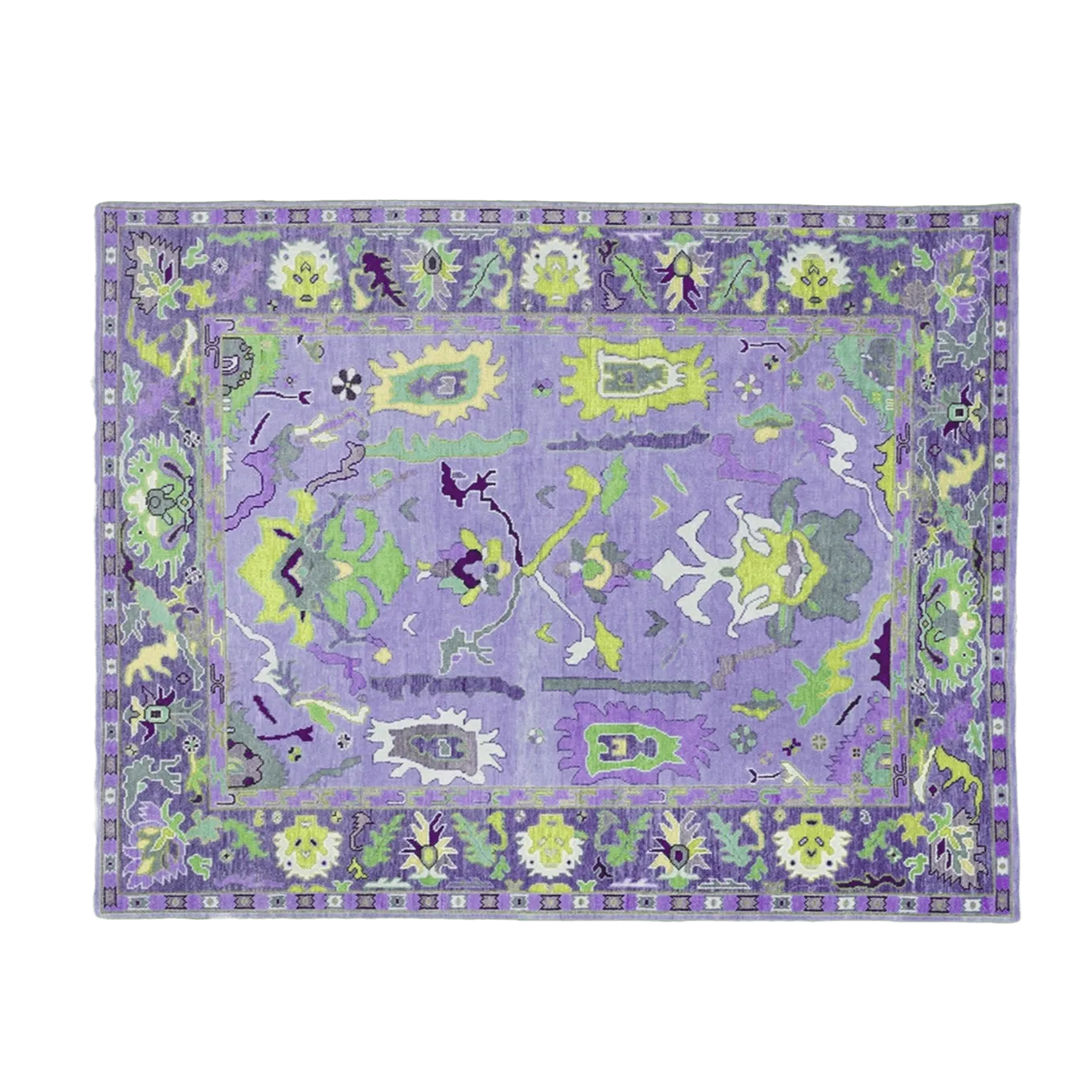 Traditional Floral Hand Tufted Wool Rug - Purple