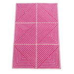 Contemporary Hot Pink Geometric Hand Tufted Wool Rug