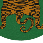 Yellow Tibetan Tiger Green Hand Tufted Round Rug - Green