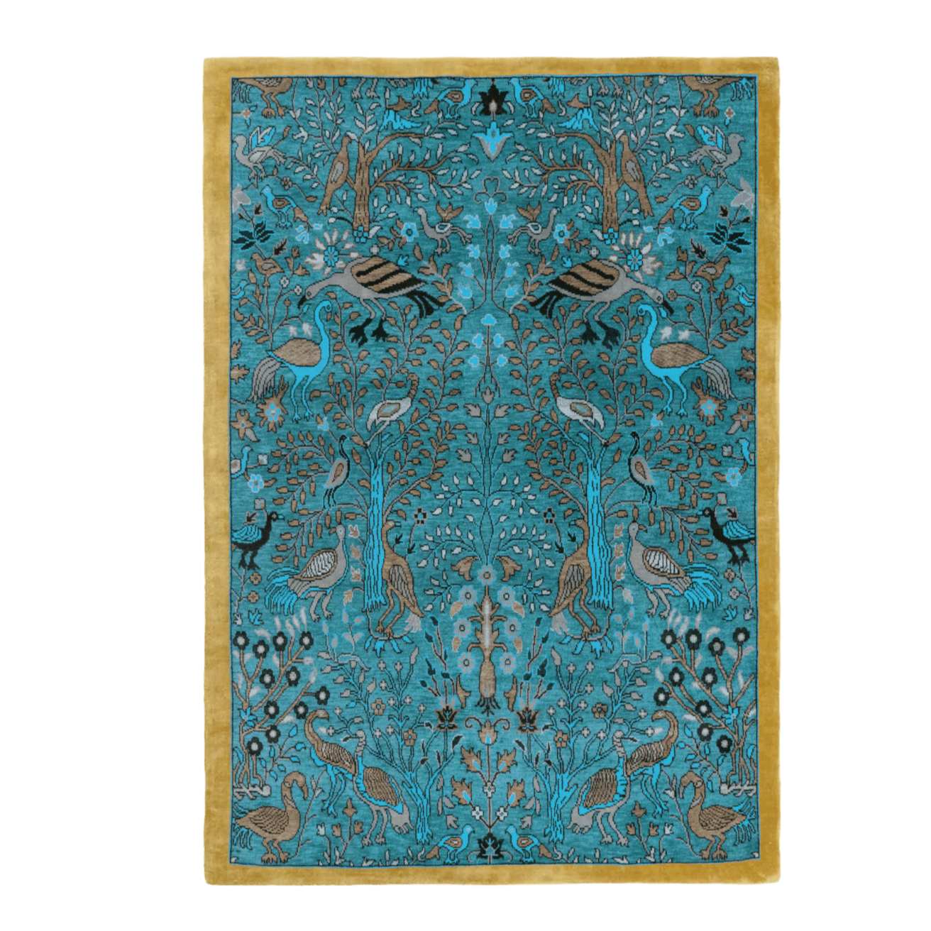 Birds of Paradise Traditional Hand Tufted Wool Rug - Blue