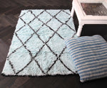 Black and Blue Diamonds Shag Wool Rug