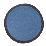 Black and Blue Round Jute Rug