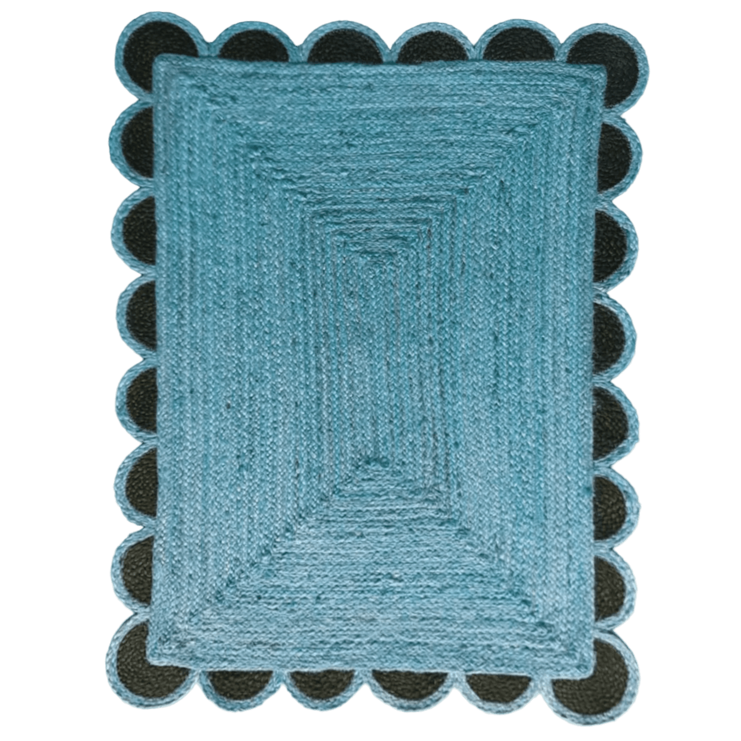 Black and Blue Scallop Jute Rug