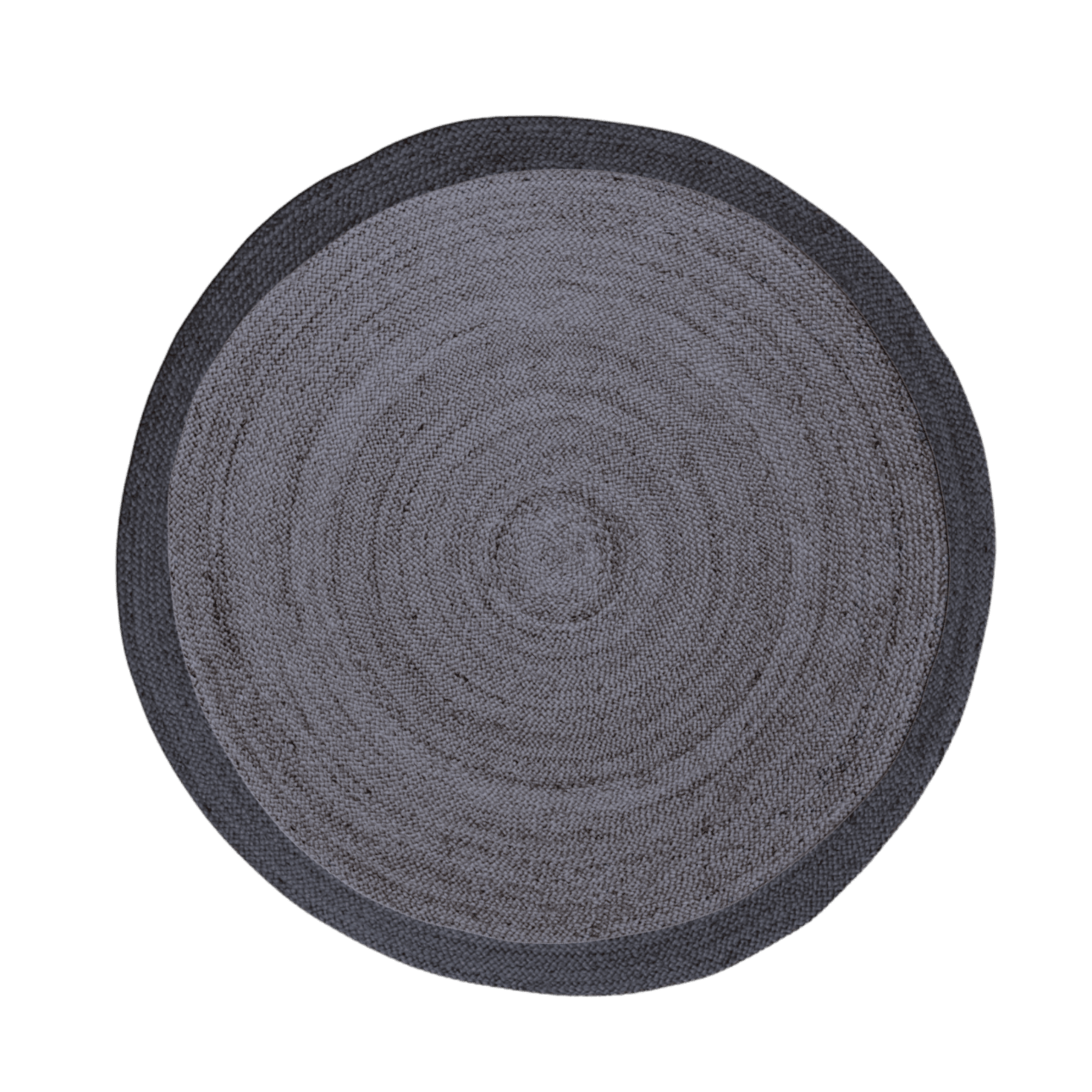 Black and Gray Round Jute Rug