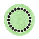 Black and Green Circle Round Jute Rug