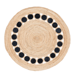 Black and Natural Circle Round Jute Rug