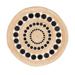 Black and Natural Triple Circle Round Jute Rug