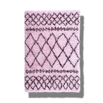 Black and Pink Diamonds Shaggy Wool Area Rug