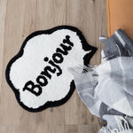 Black and White Bonjour Bathroom Rug