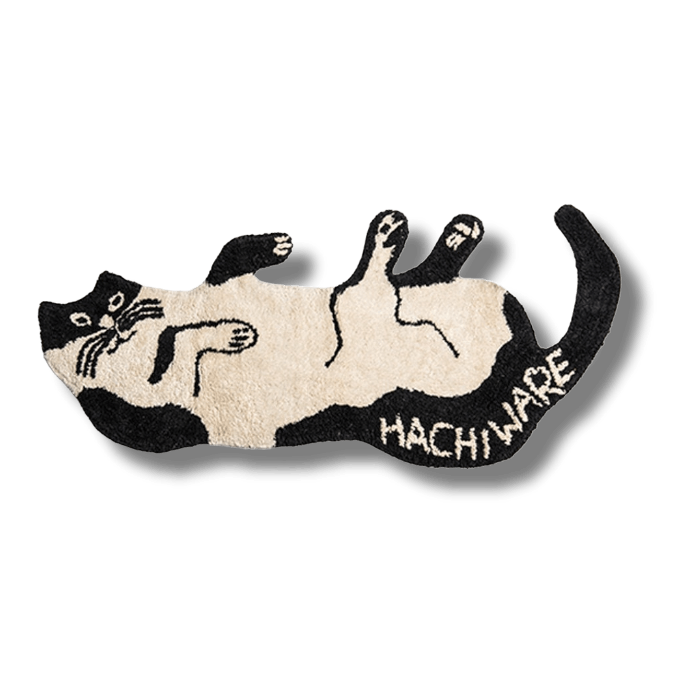 Black and White Cat Shaped Cotton Bath Mat