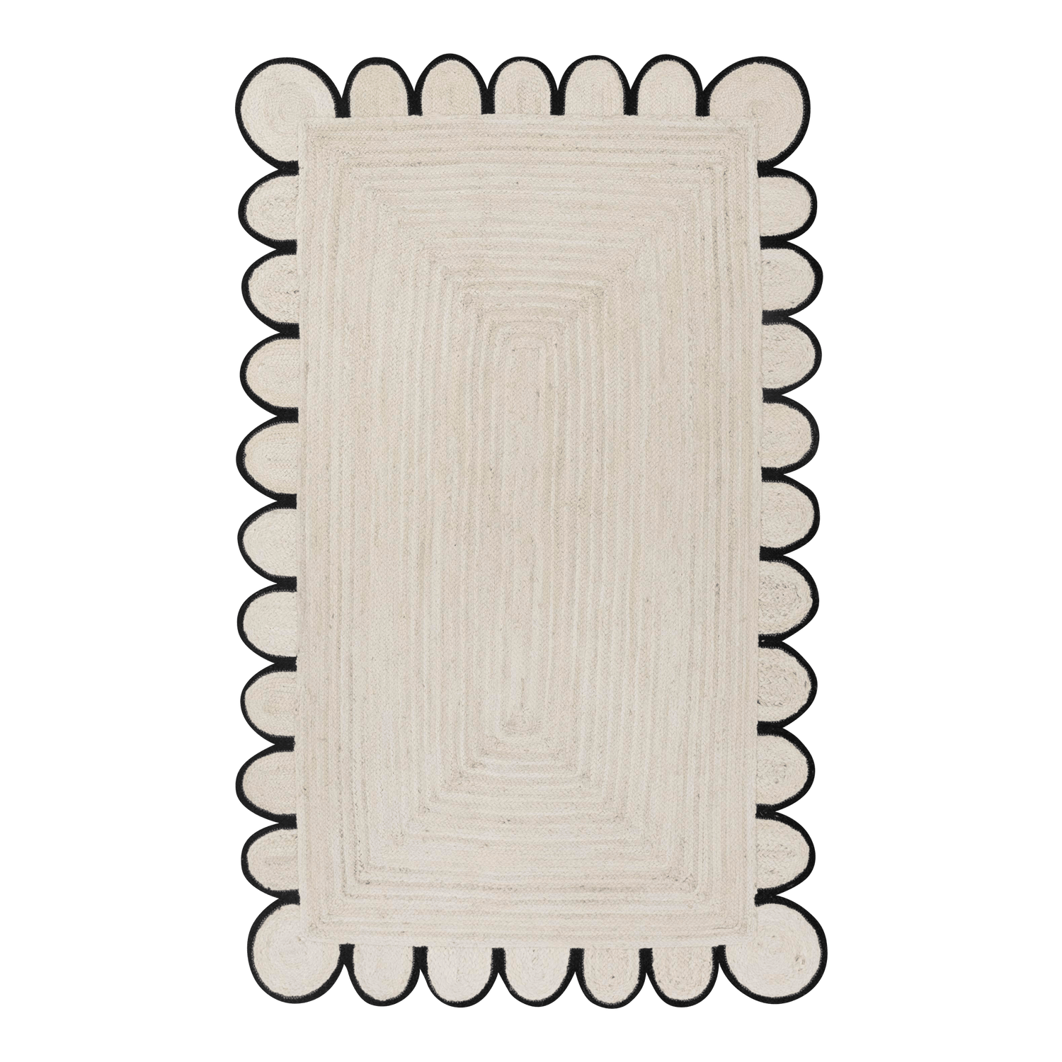 Black and White Scallop Jute Rug