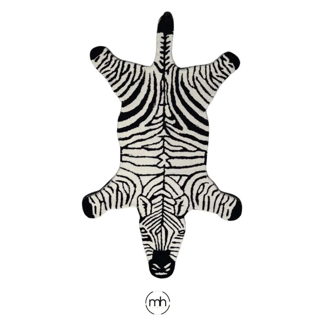 Black and White Zebra Hand Tufted Accent Wool Rug