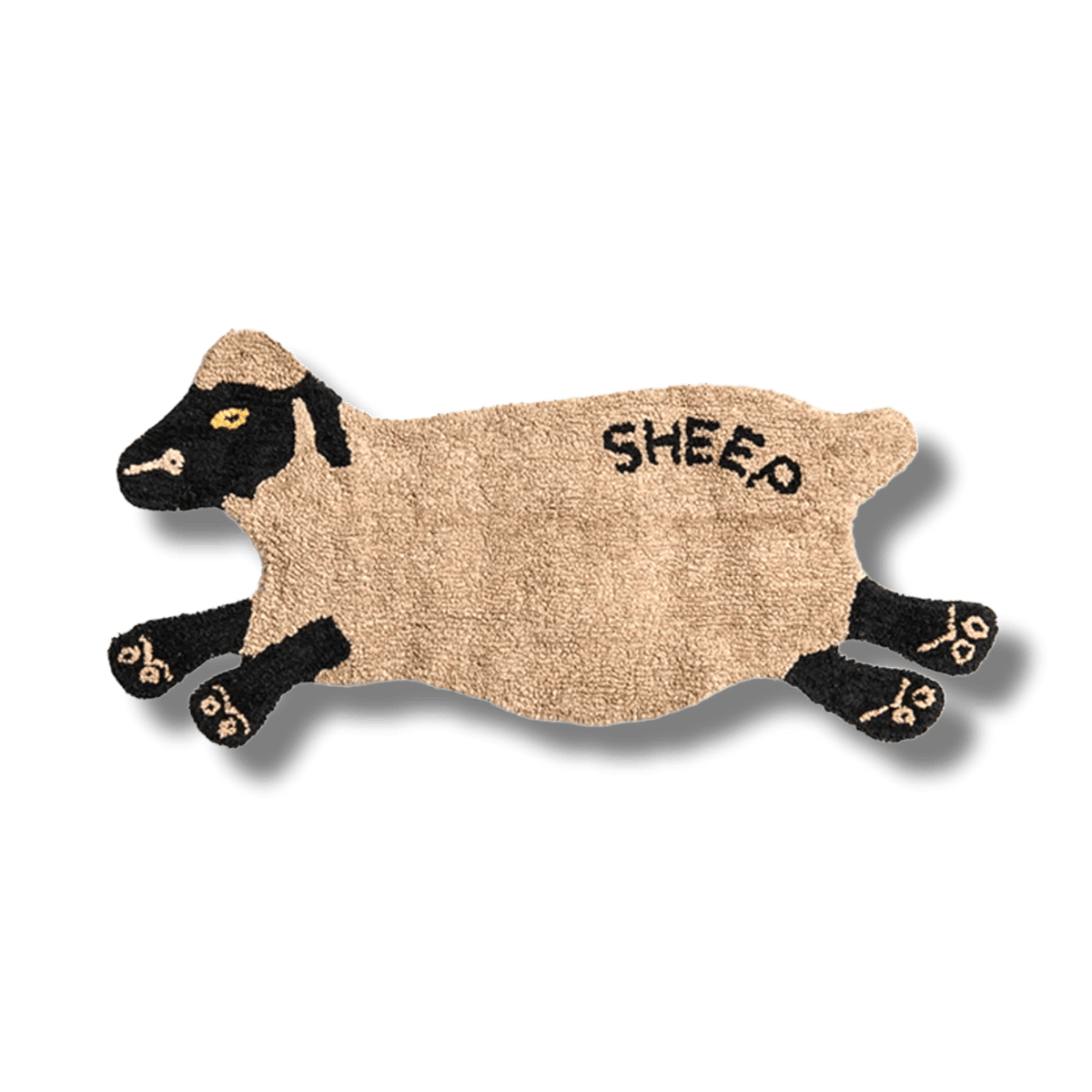 Black Sheep Shaped Cotton Rug