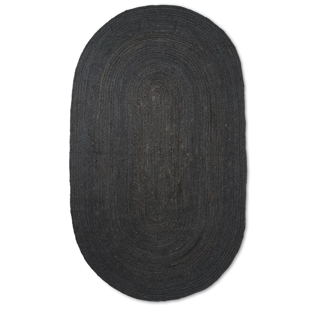 Black Woven Oval Jute Rug