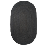 Black Woven Oval Jute Rug