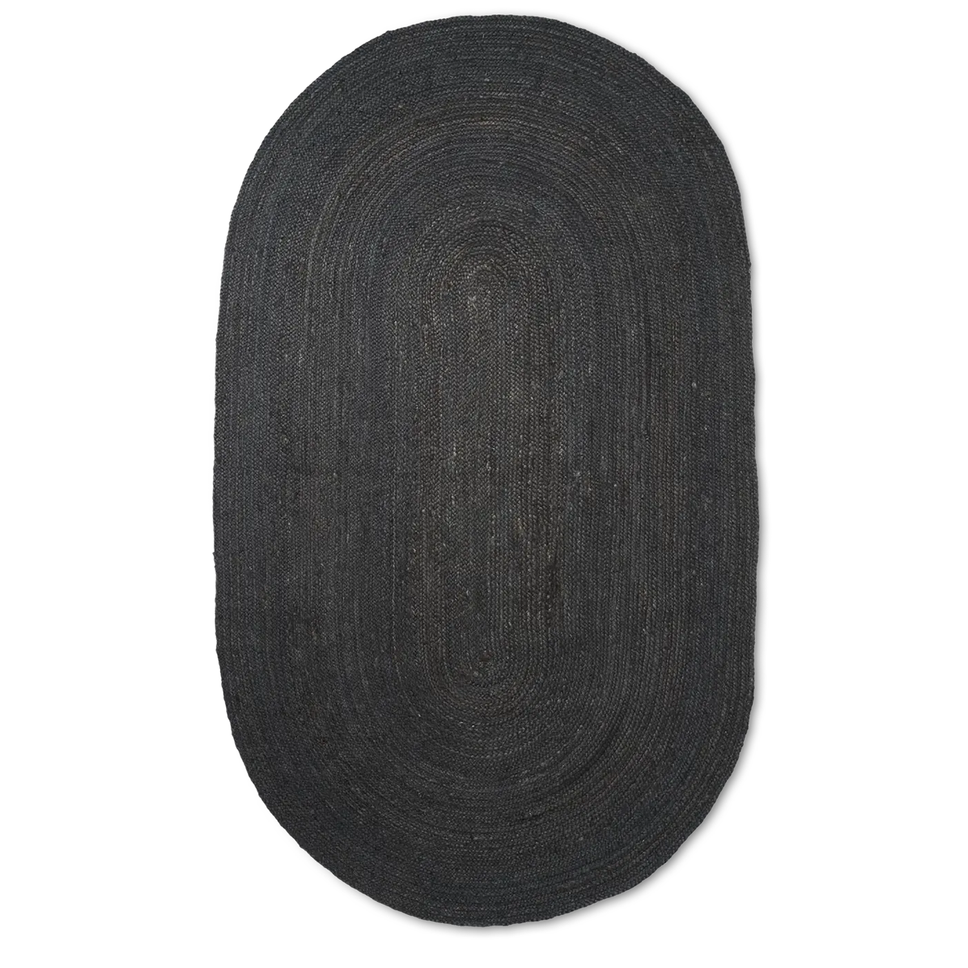 Black Woven Oval Jute Rug