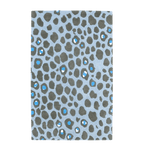 Blue and Black Leopard Print Hand Tufted Wool Rug.