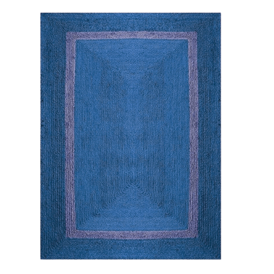 Blue and Gray Braided Area Jute Rug