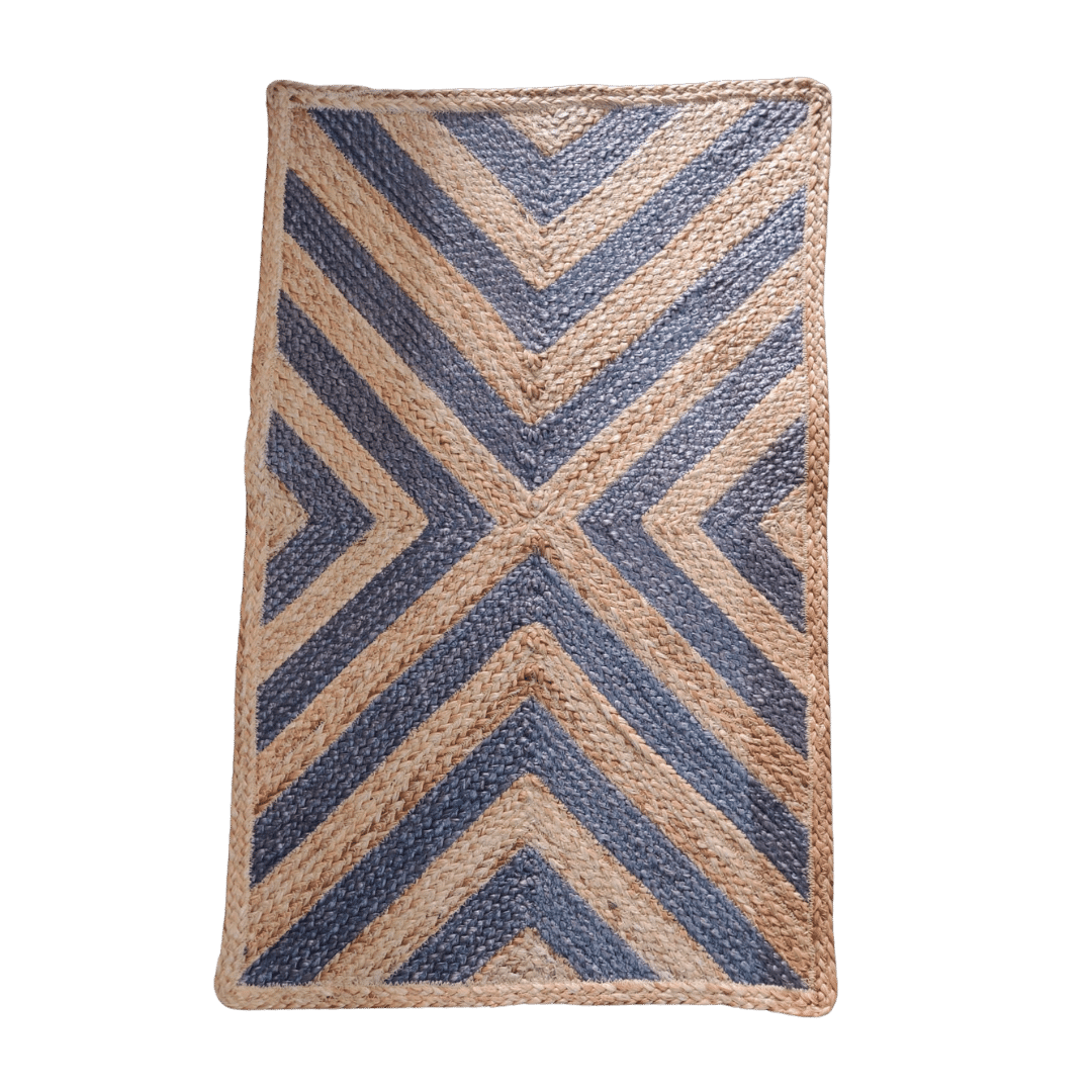 Blue Chevron Jute Rug