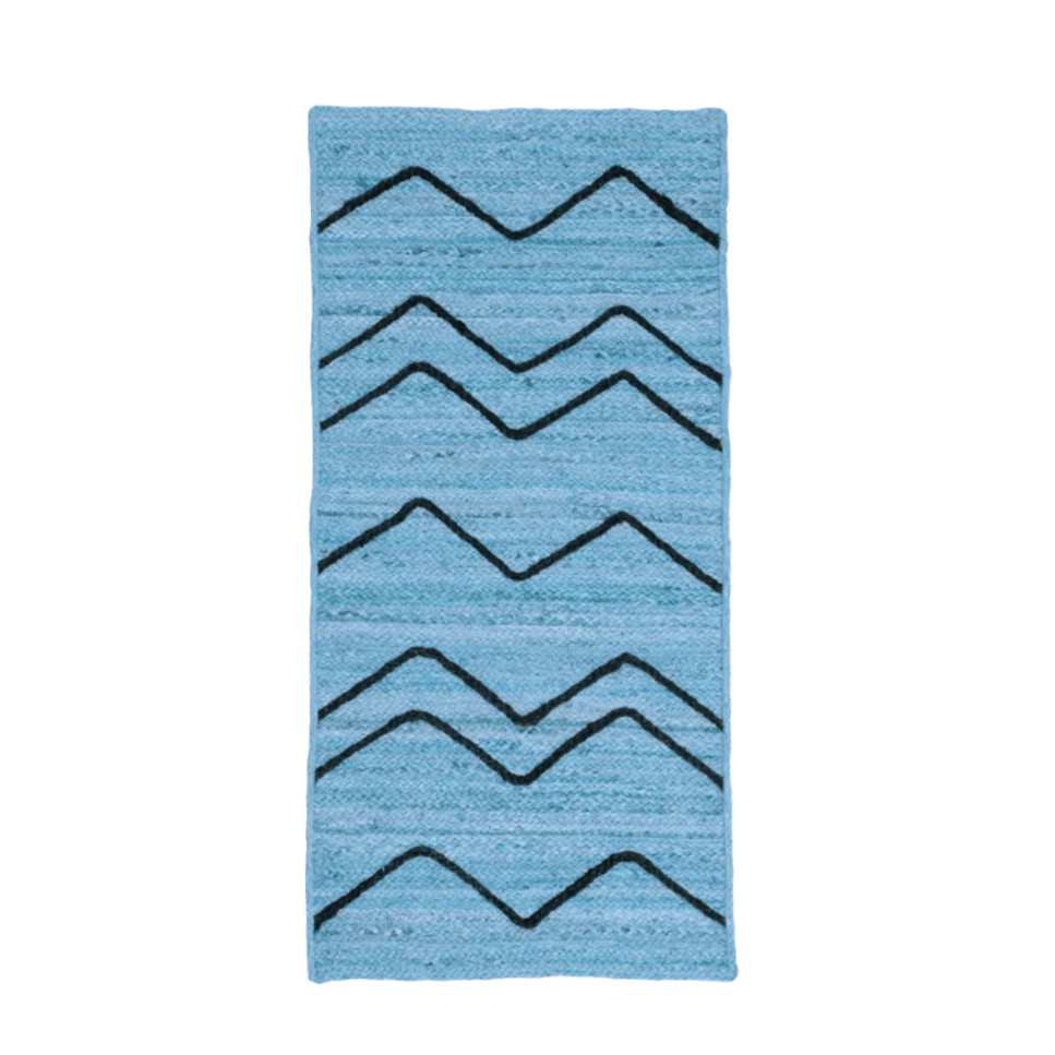 Blue Hilly Natural Jute Rug