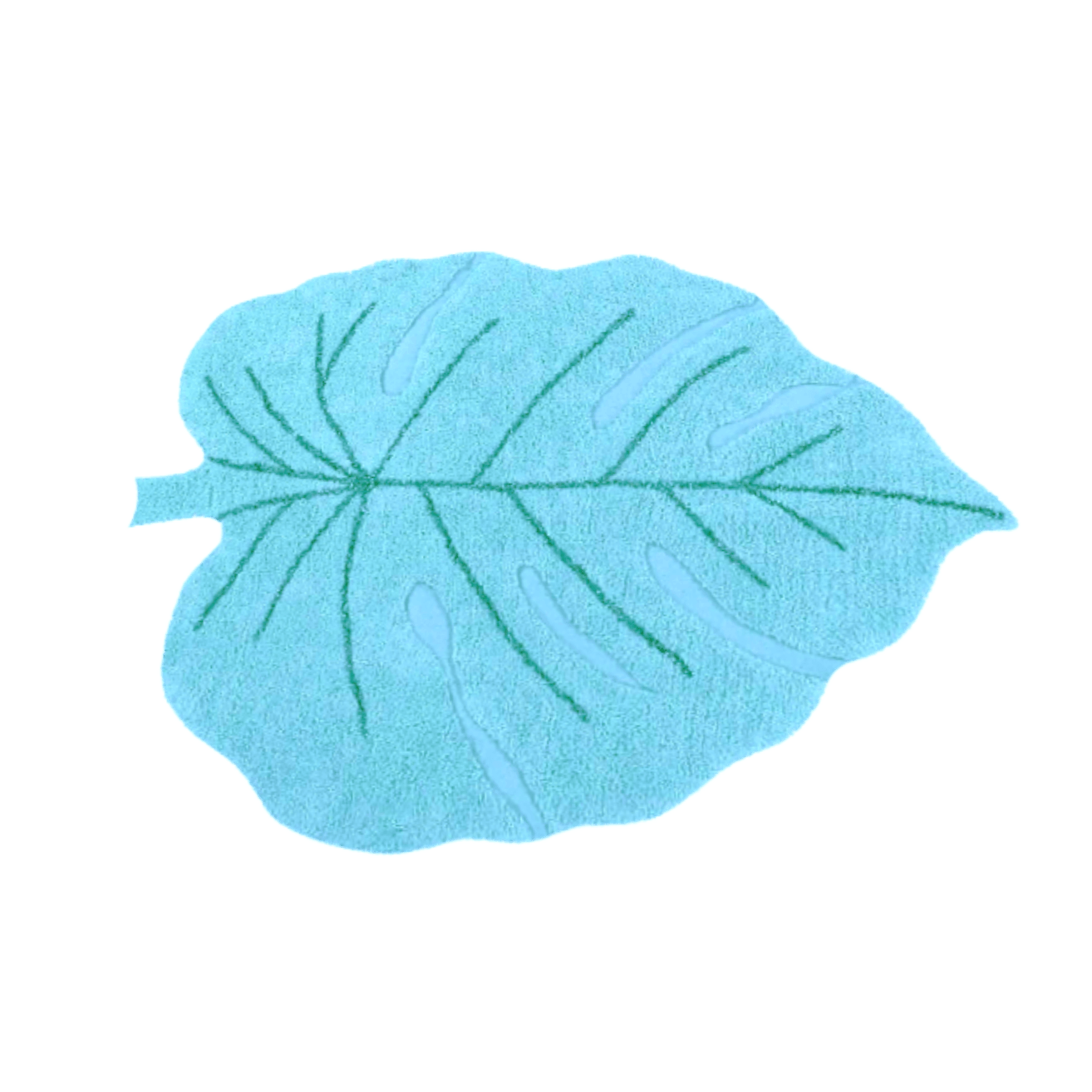 Blue Monster Leaf Cotton Bath Rug