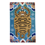 Blue Oriental Tiger Hand Tufted Wool Rug