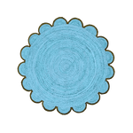 Blue Scalloped Round Jute Rug