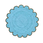 Blue Scalloped Round Jute Rug 9' x 9'