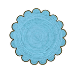 Blue Scalloped Round Jute Rug