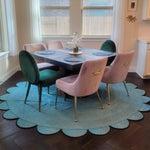 Blue Scalloped Round Jute Rug 9' x 9'