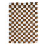 Brown and White Classic Checker Wool Rug