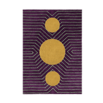 Burgundy Golden Geometric Hand Tufted Wool Rug