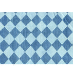 Checkers Organic Vegetable Dyed Indian Dhurrie Reversible Cotton Rug - Blue