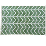 Chevron Organic Vegetable Dyed Indian Dhurrie Reversible Cotton Rug - Green