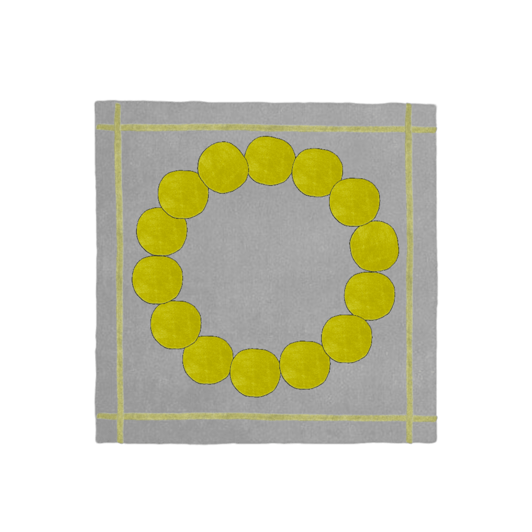 Circle of Suns Square Hand Tufted Wool Rug - Gray