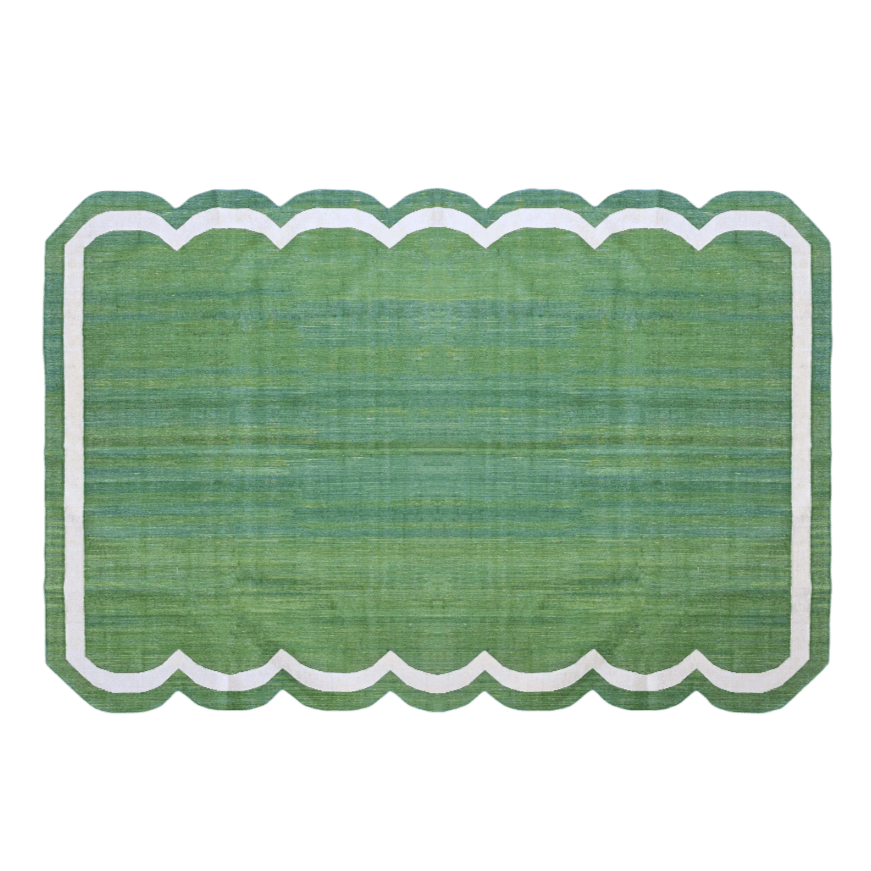 Classic Green Scallop Cotton Rug