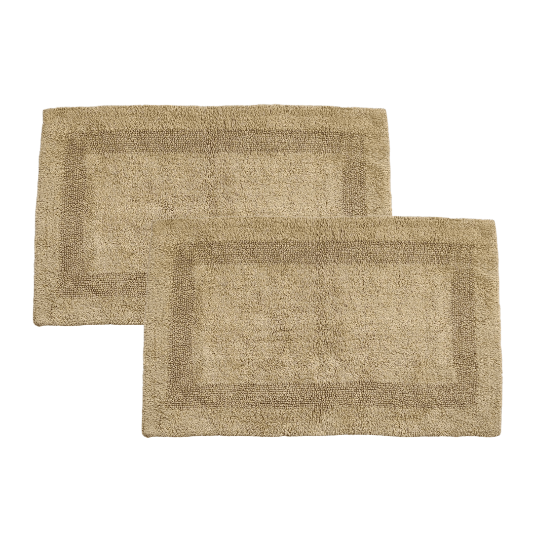 Classic Reversible Cotton Bath Mat Set - Taupe Pack of 2 - M 25" x 40"