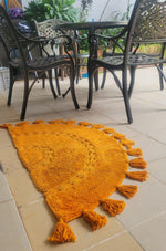 Crocheted Half Moon Bath Rug with Tassels