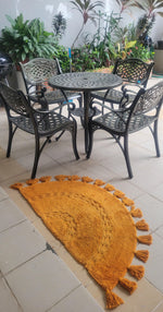 Crocheted Half Moon Bathroom Rug with Tassels