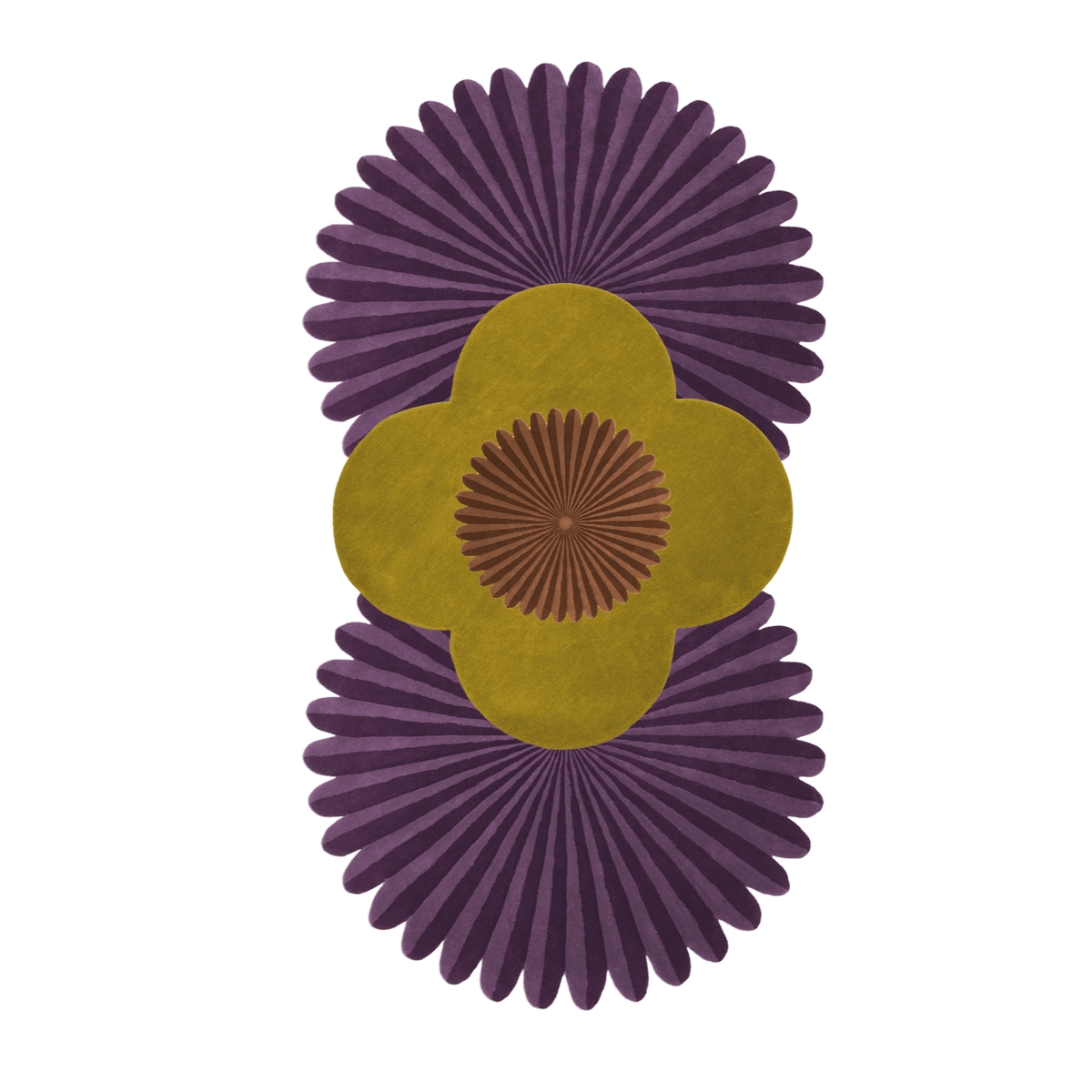 Daisy within Daisy Pleated Hand Tufted Wool Rug Runner - Purple