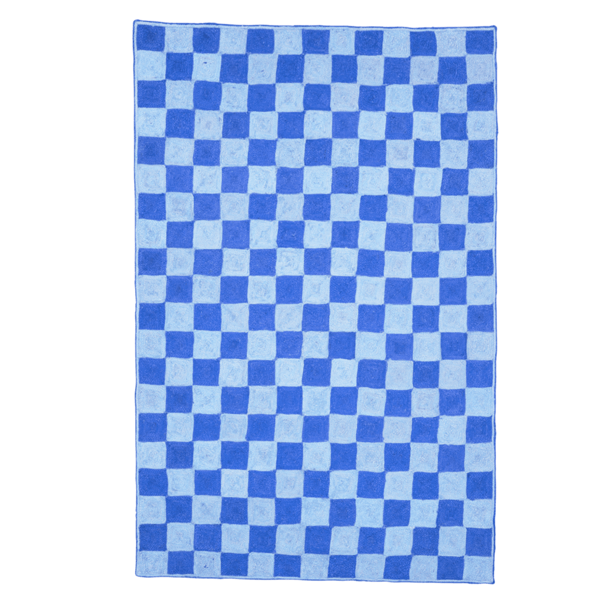 Dark Blue Checker Jute Rug