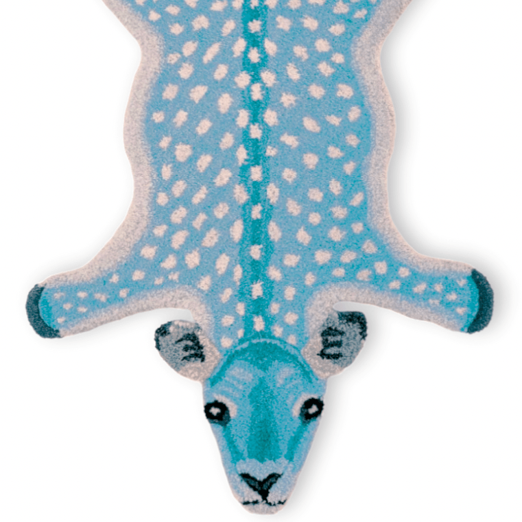 For the Love of Deer Hand Tufted Wool Rug - Light Blue