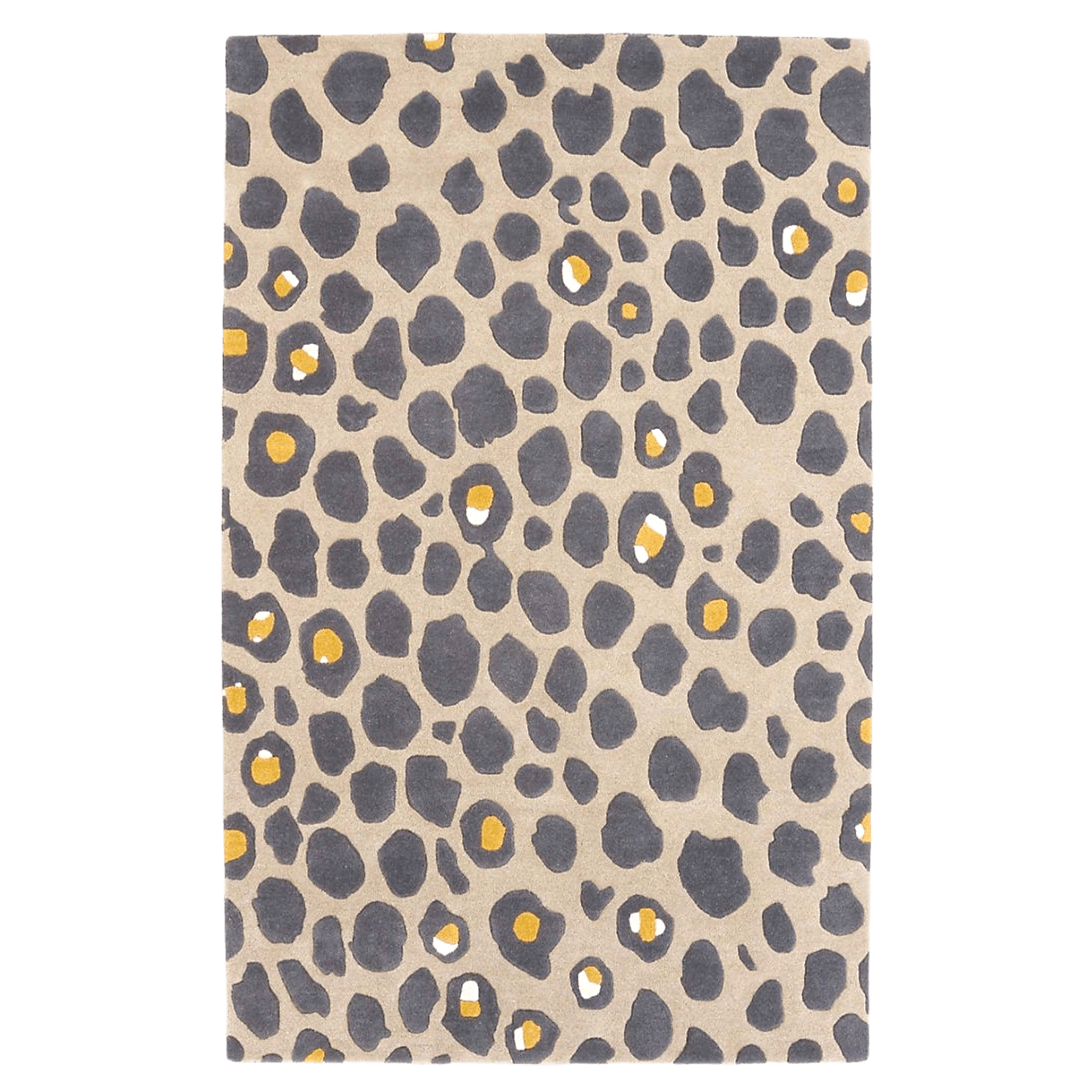 Gold and Gray Leopard Spots Hand Tufted Wool Rug