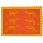 Gold Leopards in the Desert Scalloped Hand-Tufted Wool Rug