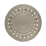 Gray Circle of Life Round Jute Rug