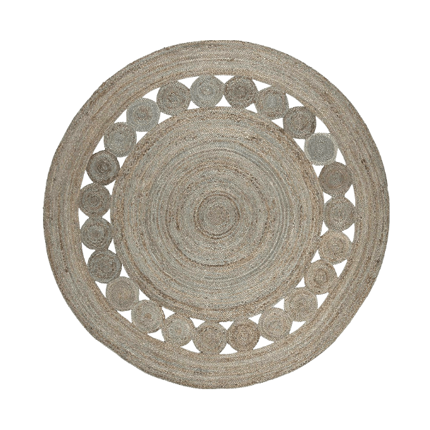 Gray Circle of Life Round Jute Rug